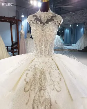 Women Luxury elegant sequin white wedding dress