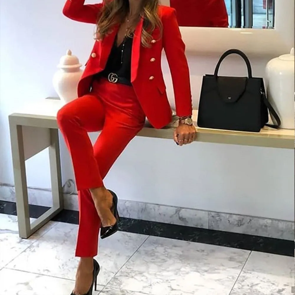 Women Two Piece Office Wear Elegant Suit