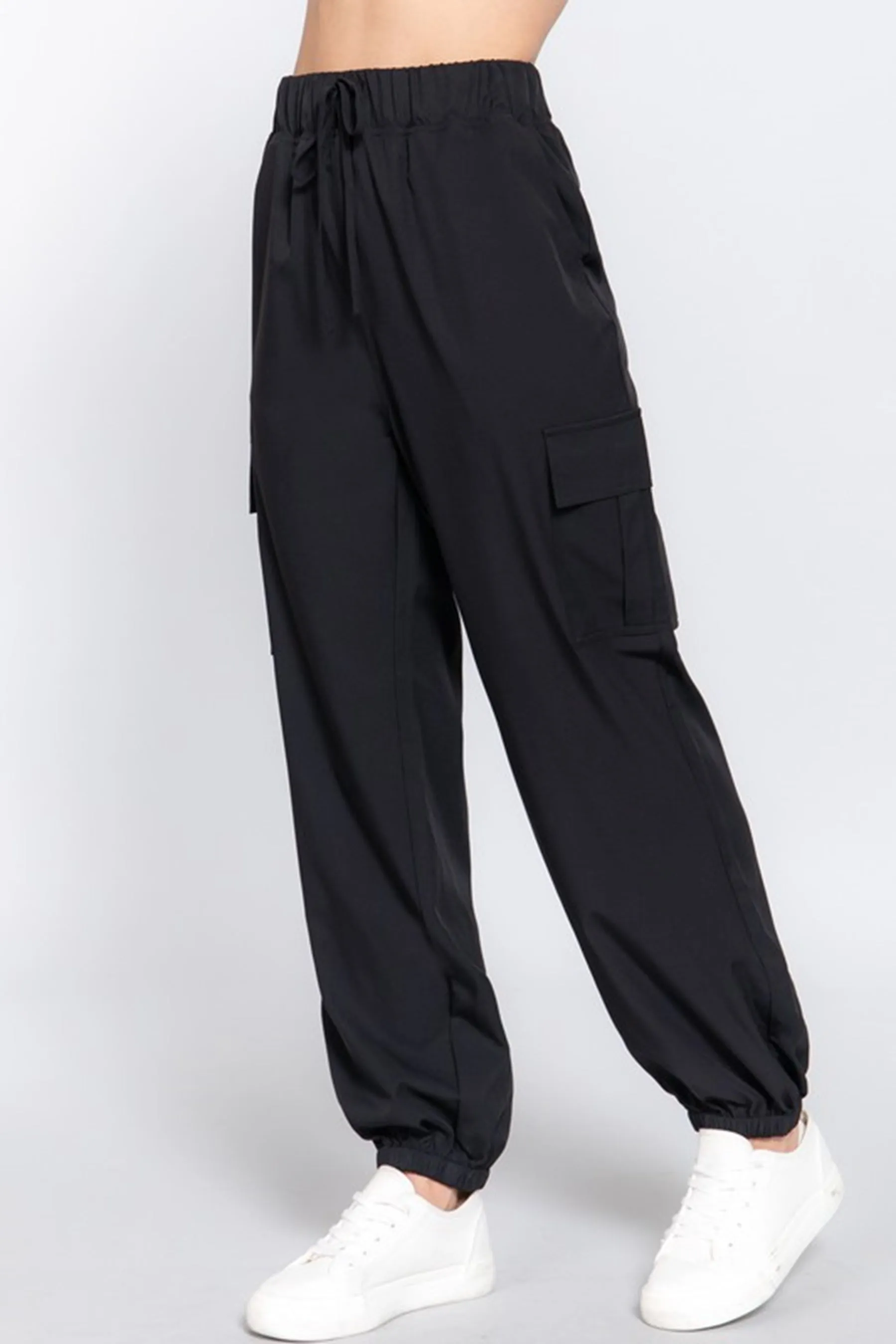 Women's Casual Elastic Waist Jogger Cargo Pants with Pockets