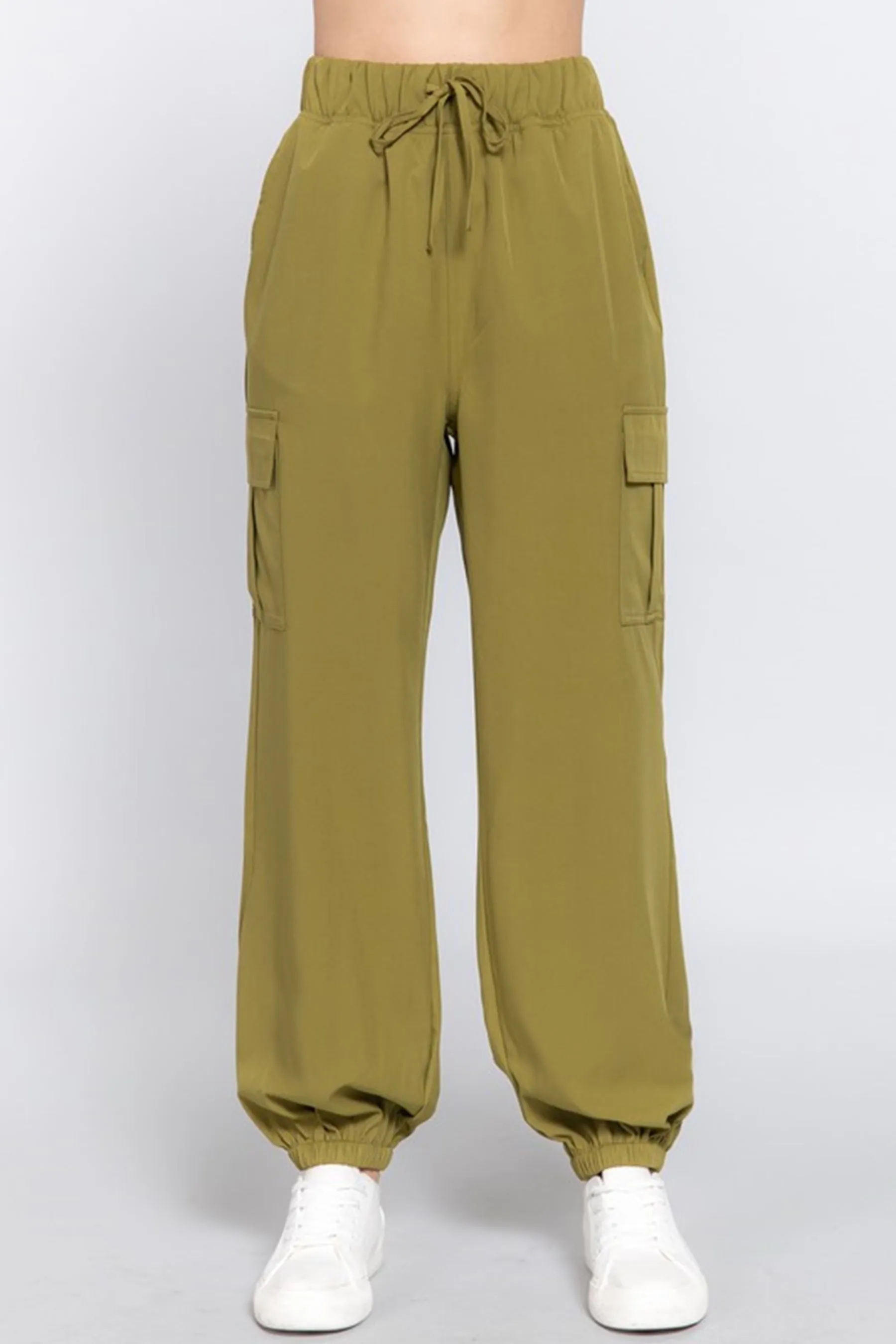 Women's Casual Elastic Waist Jogger Cargo Pants with Pockets