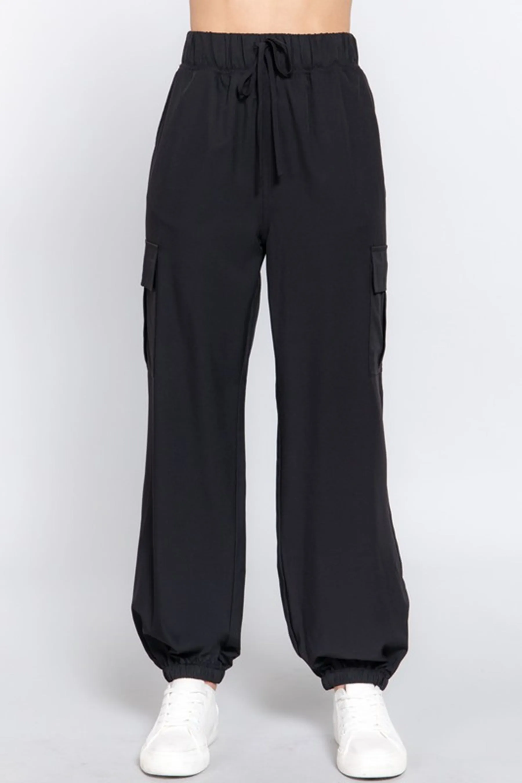 Women's Casual Elastic Waist Jogger Cargo Pants with Pockets