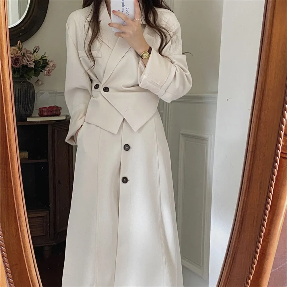 Work Wear Fashion Two Piece Sets Irregular Elegant Short Blazer Coats