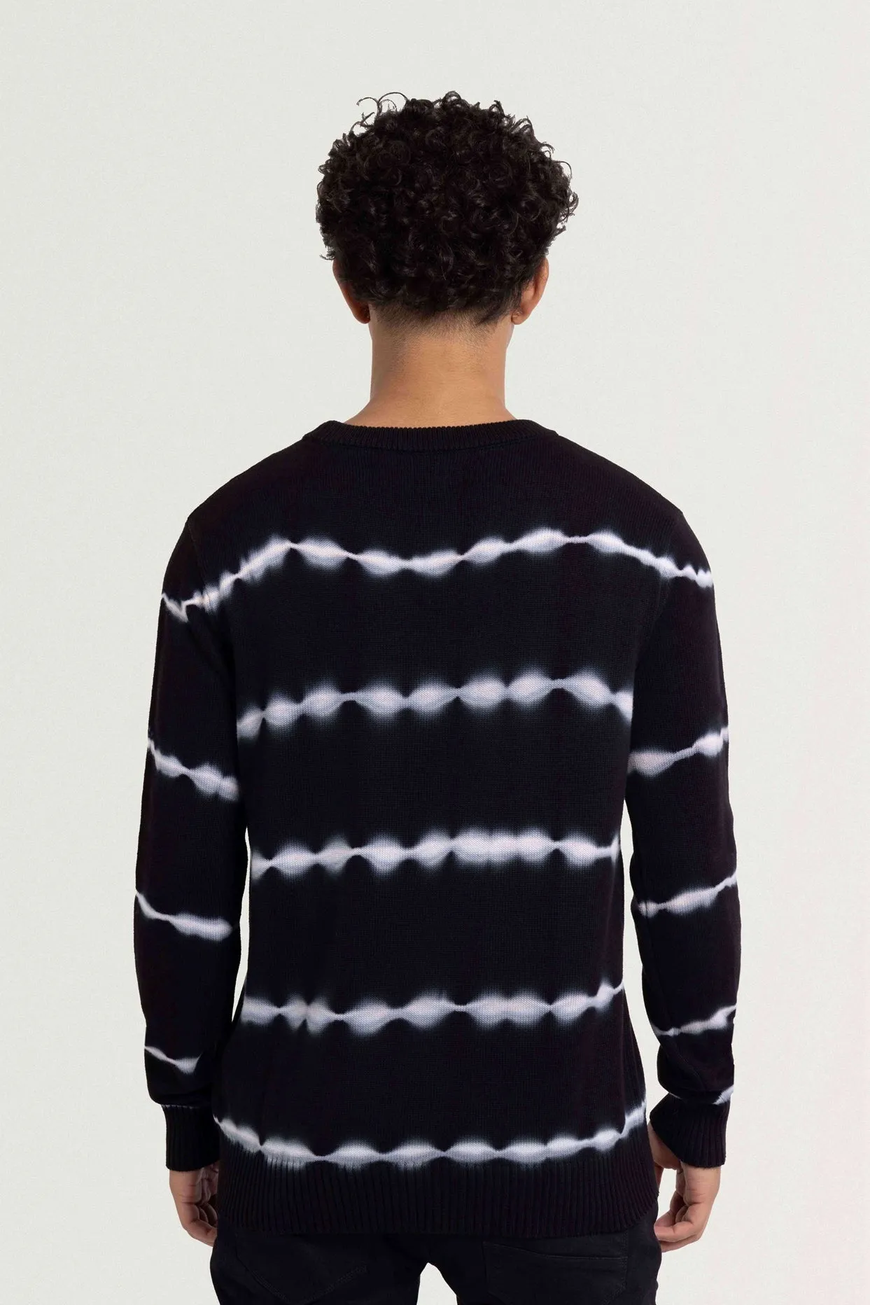 X RAY Men's Striped Crewneck Tie Dye Fashion Cotton Sweater