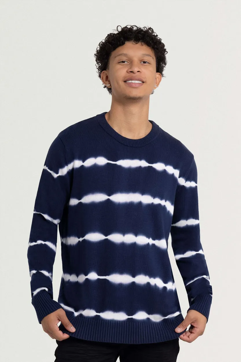 X RAY Men's Striped Crewneck Tie Dye Fashion Cotton Sweater