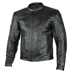 Xelement B7209 Men's 'Renegade' Black Leather Motorcycle Jacket with X-Armor Protection